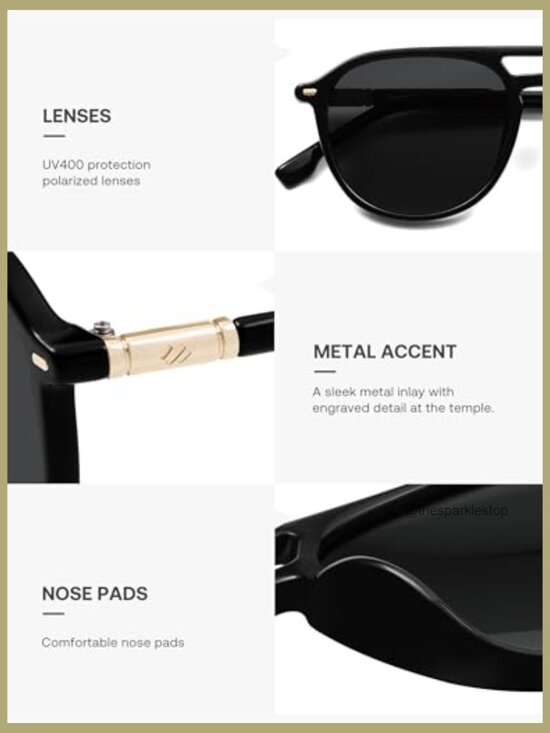 Retro Polarized Aviator Sunglasses Square UV400 Protection main image 4